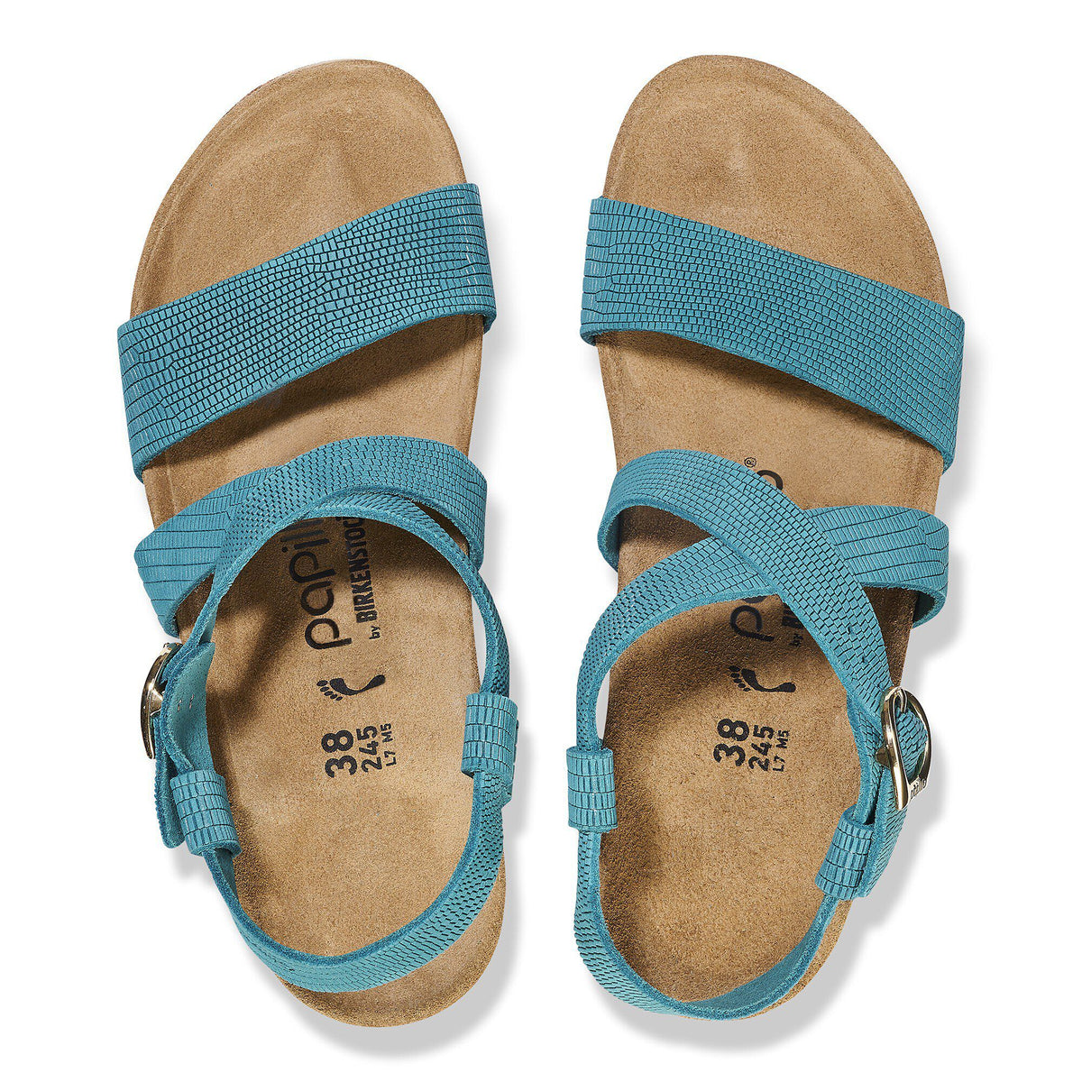 Sibyl Embossed Leather in Color Biscay Bay | Birkenstock
