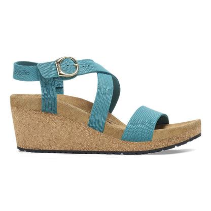 Sibyl Embossed Leather in Color Biscay Bay | Birkenstock