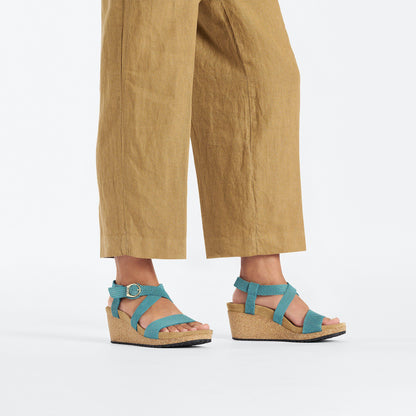 Sibyl Embossed Leather in Color Biscay Bay | Birkenstock