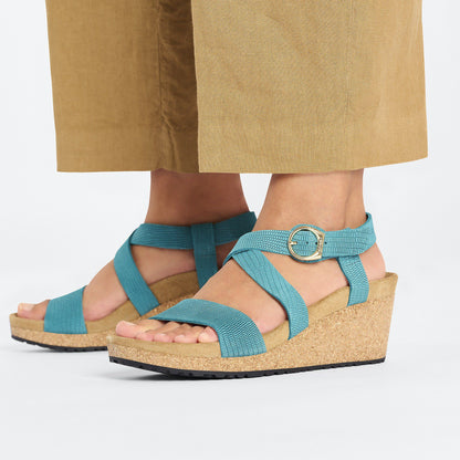 Sibyl Embossed Leather in Color Biscay Bay | Birkenstock