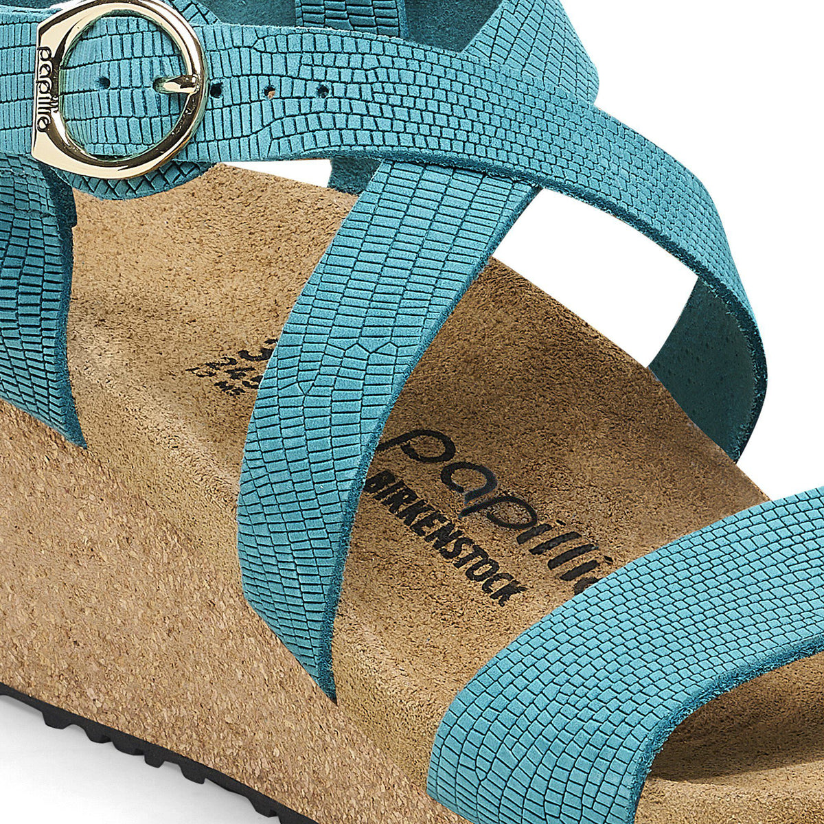 Sibyl Embossed Leather in Color Biscay Bay | Birkenstock