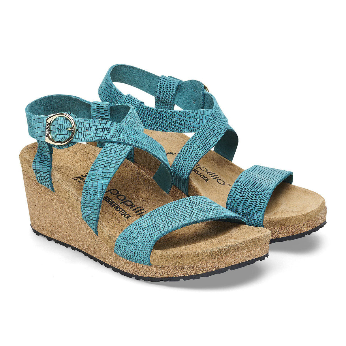 Sibyl Embossed Leather in Color Biscay Bay | Birkenstock
