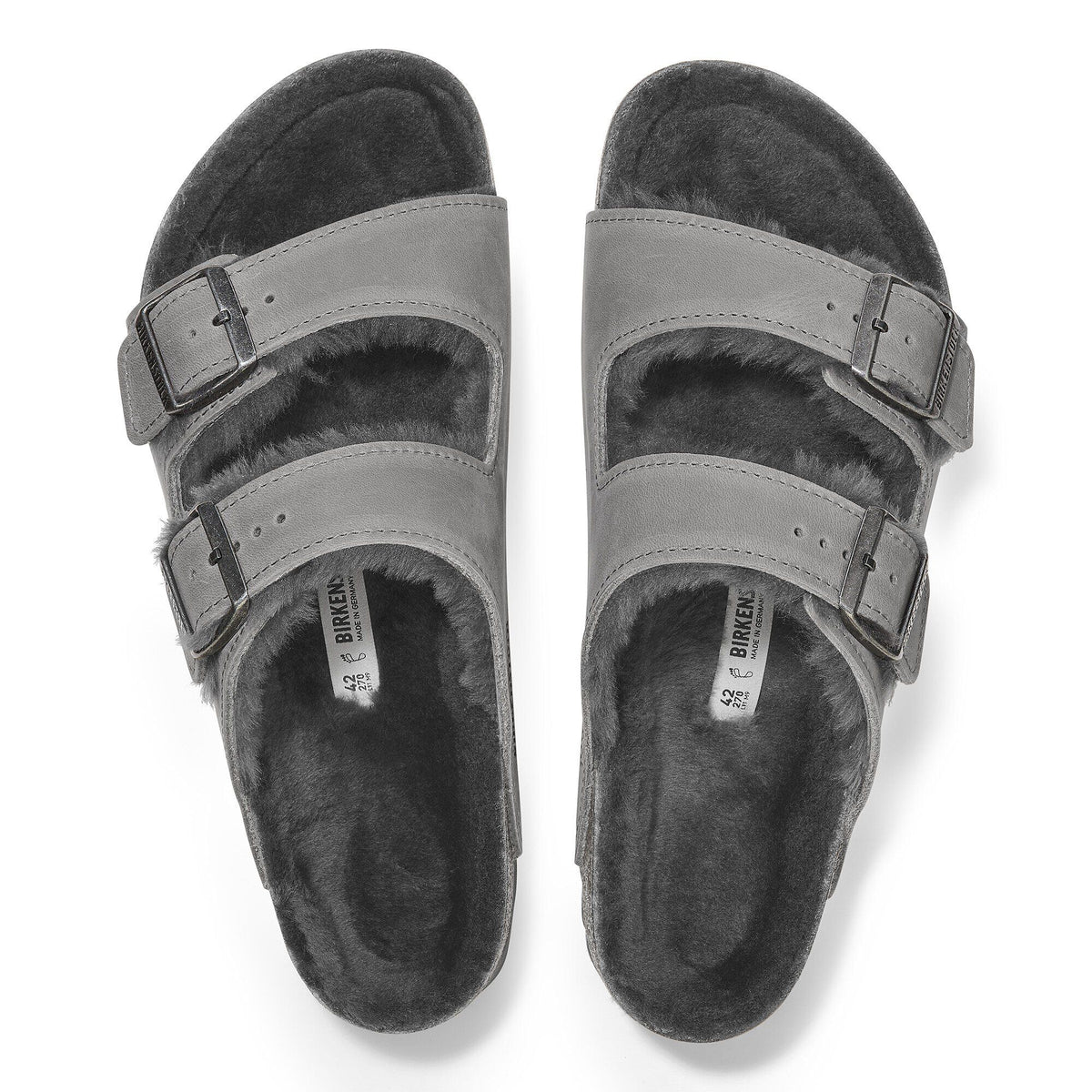 Arizona Shearling Oiled Leather in Color Iron | Birkenstock