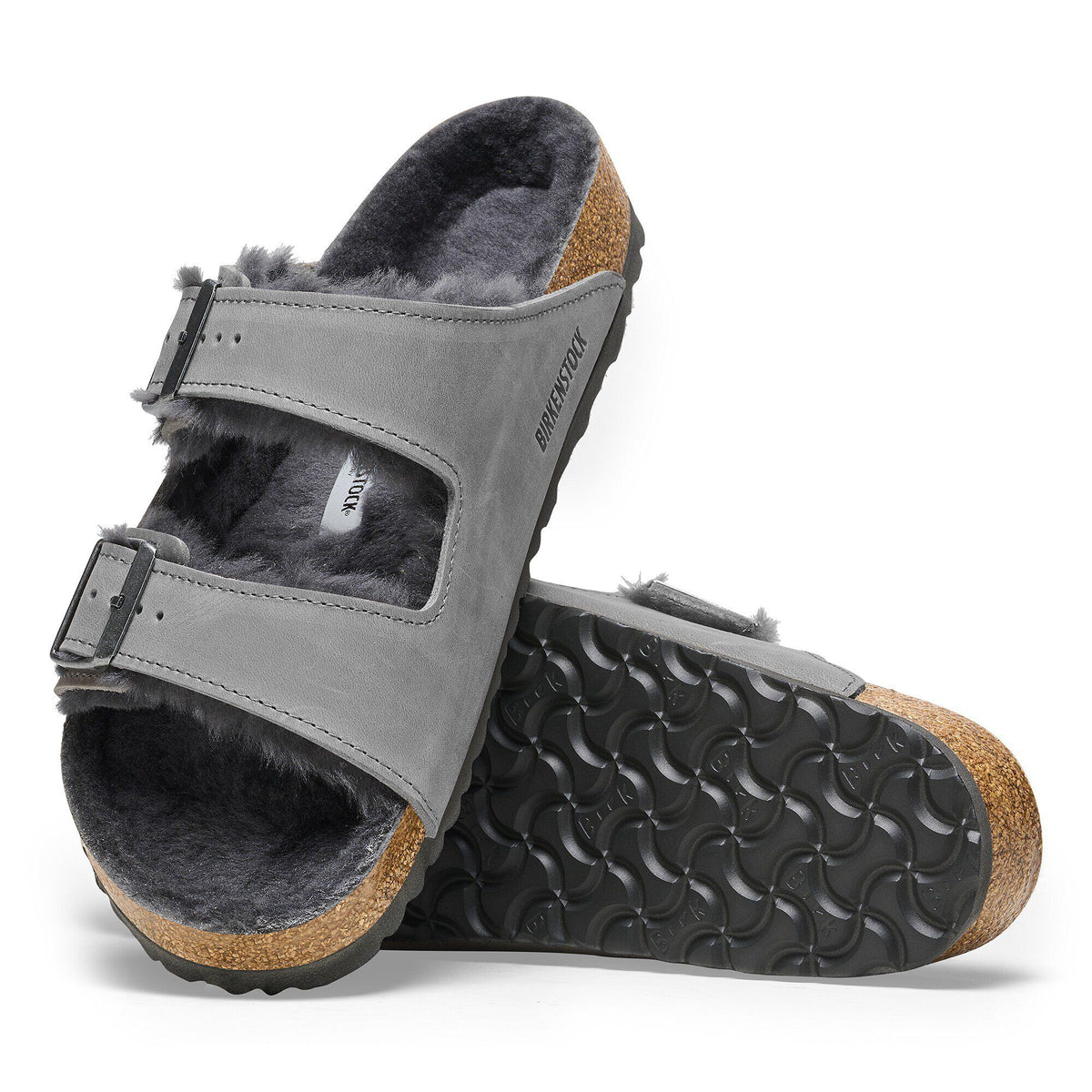 Arizona Shearling Oiled Leather in Color Iron | Birkenstock