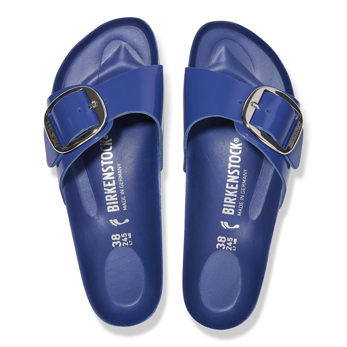 Madrid Big Buckle Natural Leather Patent in Color High-Shine Cobalt | Birkenstock
