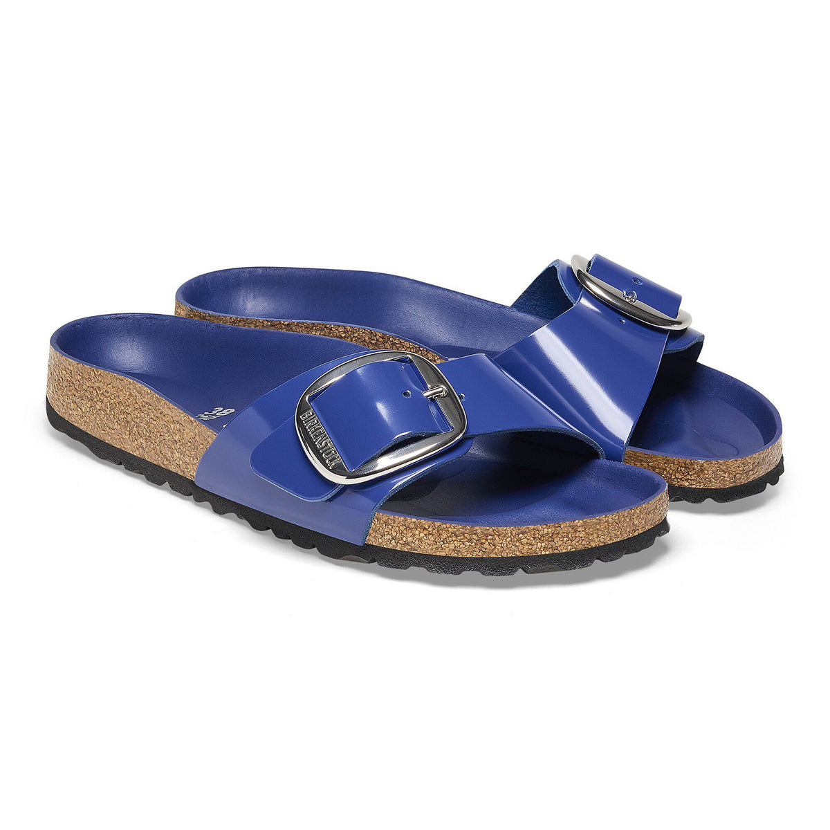 Madrid Big Buckle Natural Leather Patent in Color High-Shine Cobalt | Birkenstock