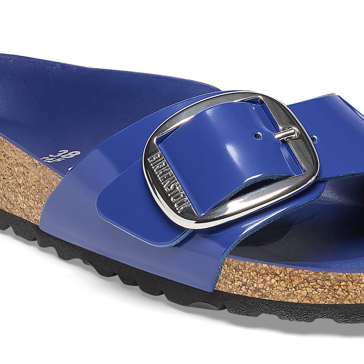 Madrid Big Buckle Natural Leather Patent in Color High-Shine Cobalt | Birkenstock