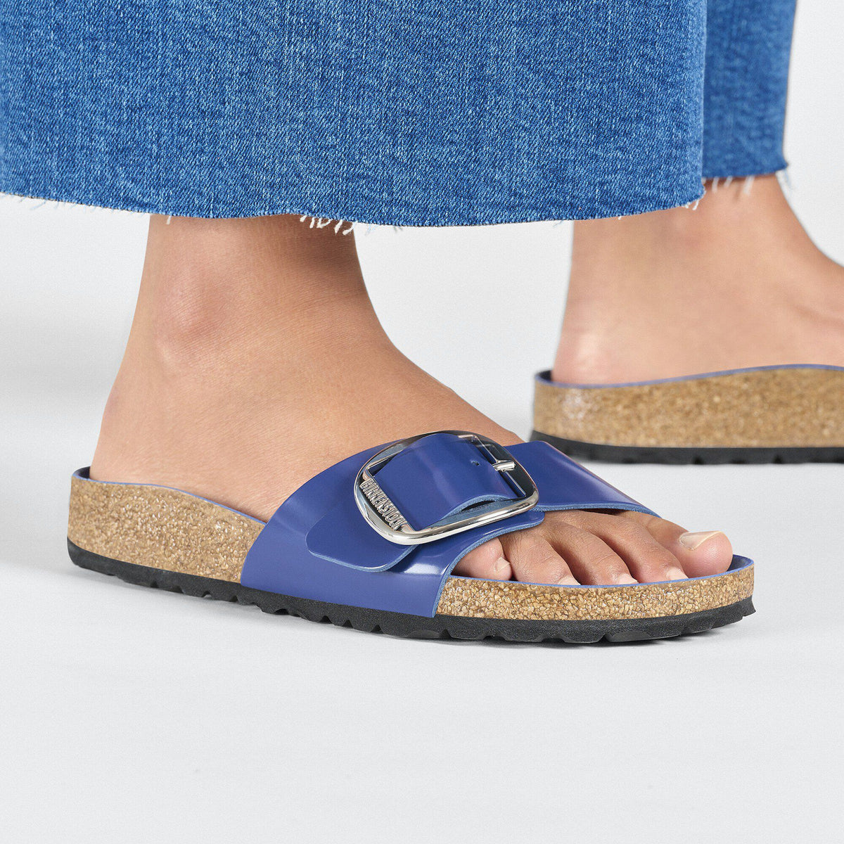 Madrid Big Buckle Natural Leather Patent in Color High-Shine Cobalt | Birkenstock