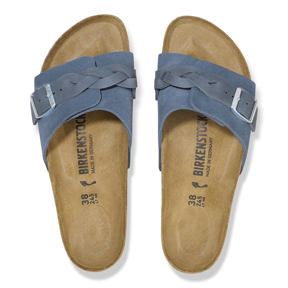 Oita Braided Suede Leather in Color Elemental Blue | Birkenstock