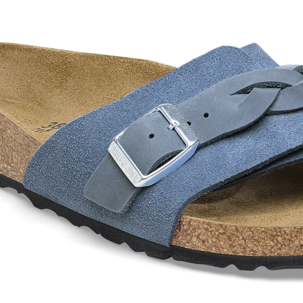 Oita Braided Suede Leather in Color Elemental Blue | Birkenstock