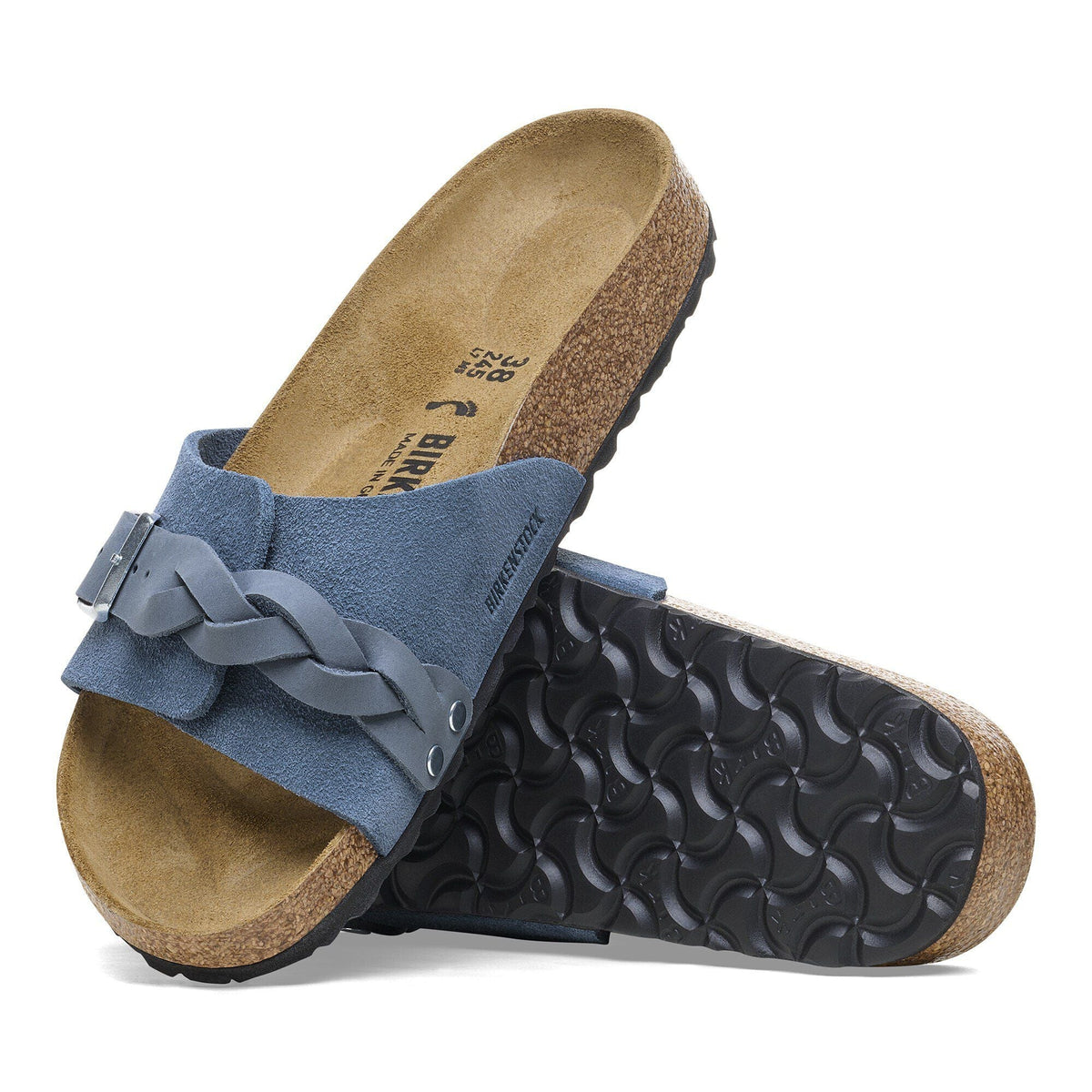 Oita Braided Suede Leather in Color Elemental Blue | Birkenstock