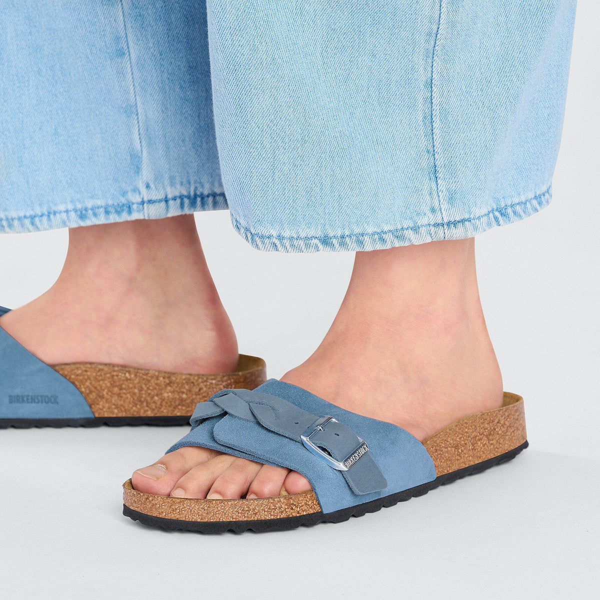 Oita Braided Suede Leather in Color Elemental Blue | Birkenstock