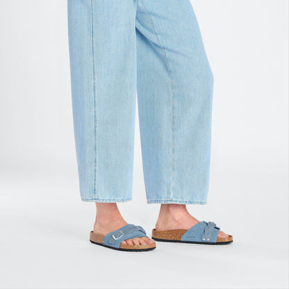Oita Braided Suede Leather in Color Elemental Blue | Birkenstock