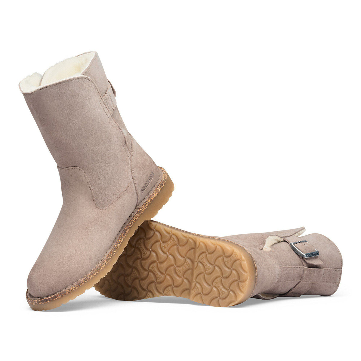 Uppsala Shearling Suede Leather in Color Desert Dust Gray Taupe | Birkenstock