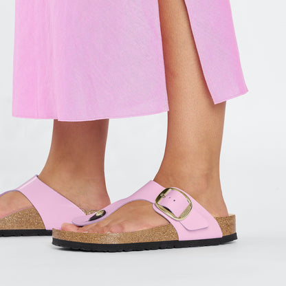 Gizeh Big Buckle Natural Leather Patent in Color High Shine Fondant Pink | Birkenstock