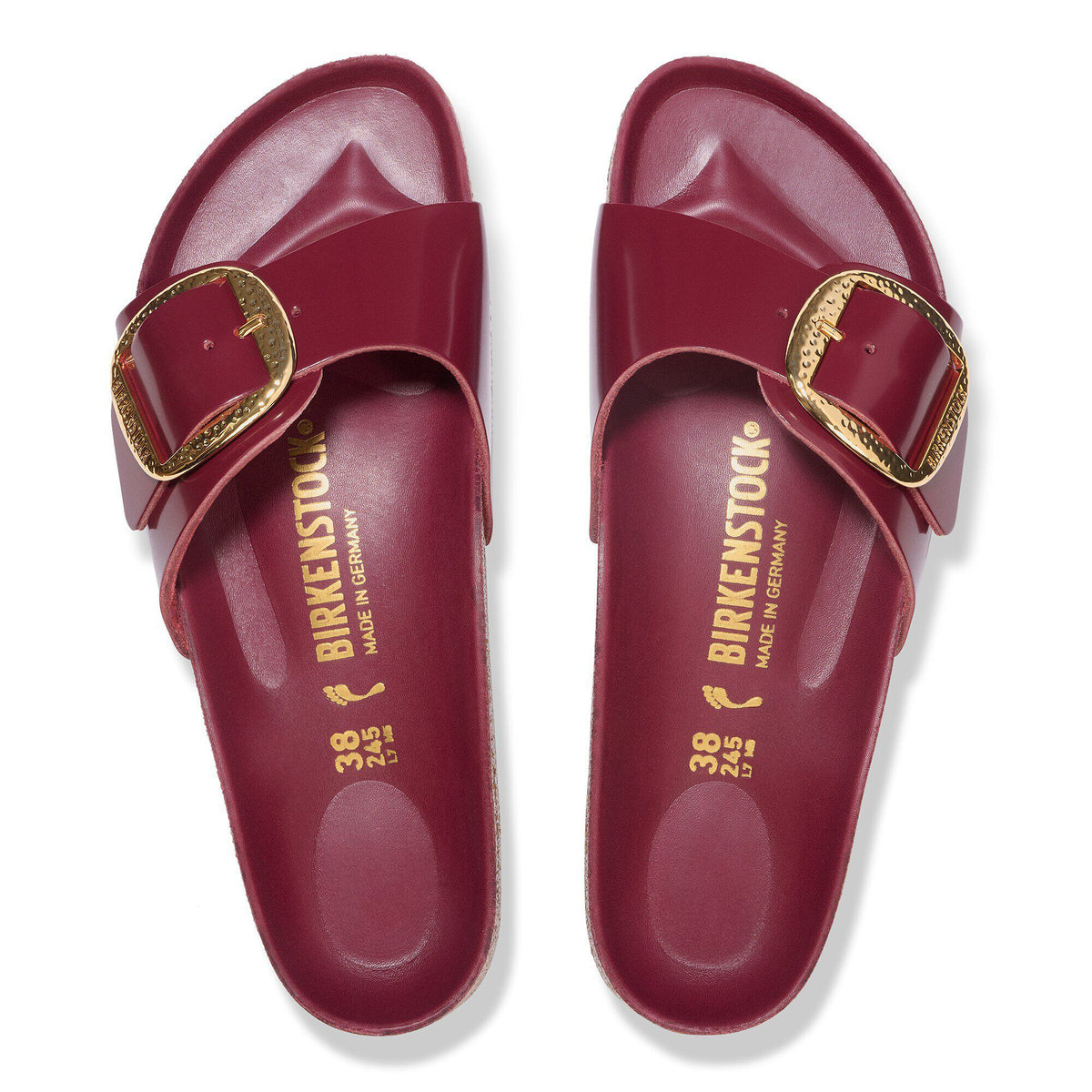 Madrid Hammered Big Buckle Natural Leather Patent in Color Zinfandel High Shine | Birkenstock