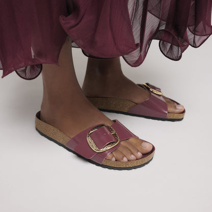 Madrid Hammered Big Buckle Natural Leather Patent in Color Zinfandel High Shine | Birkenstock