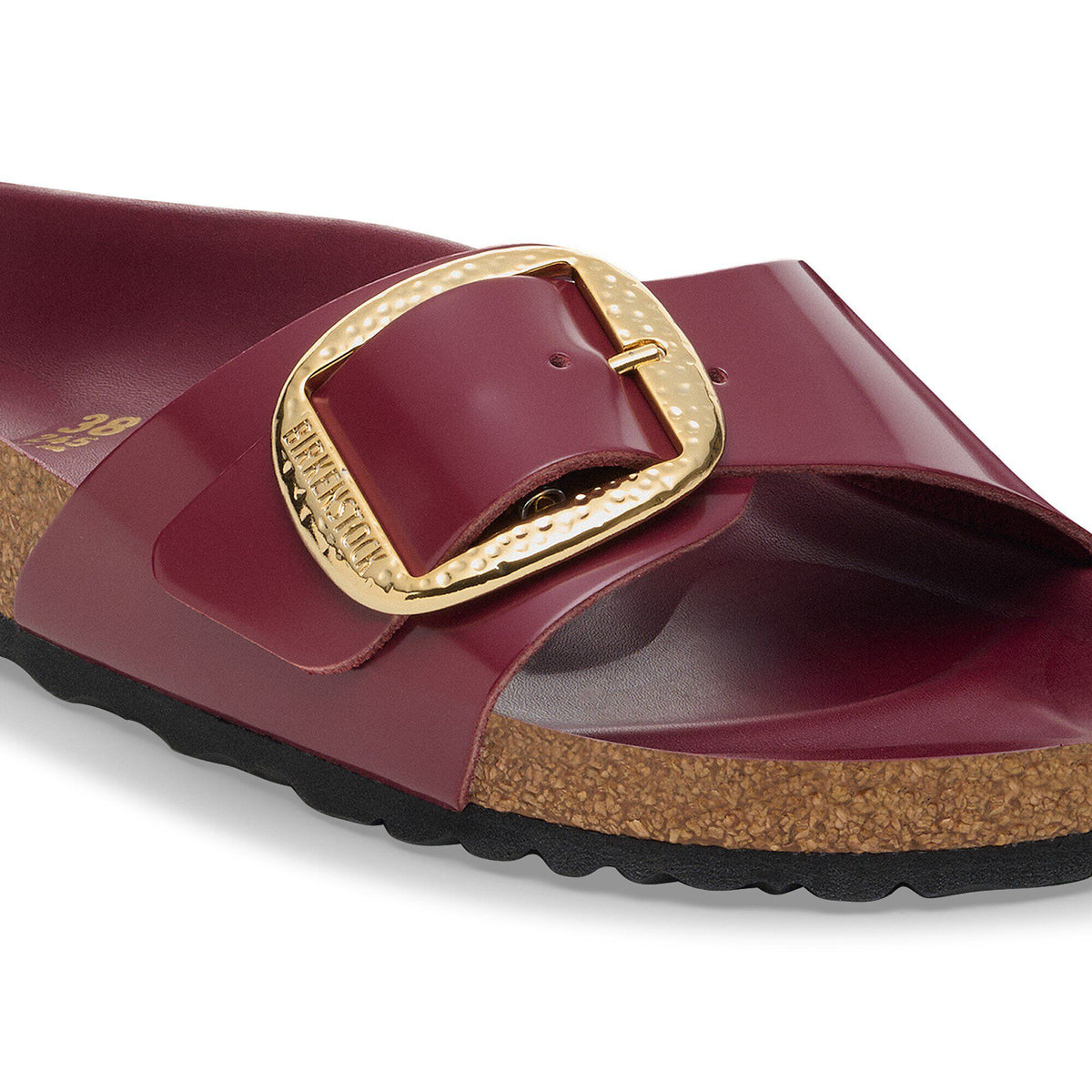 Madrid Hammered Big Buckle Natural Leather Patent in Color Zinfandel High Shine | Birkenstock