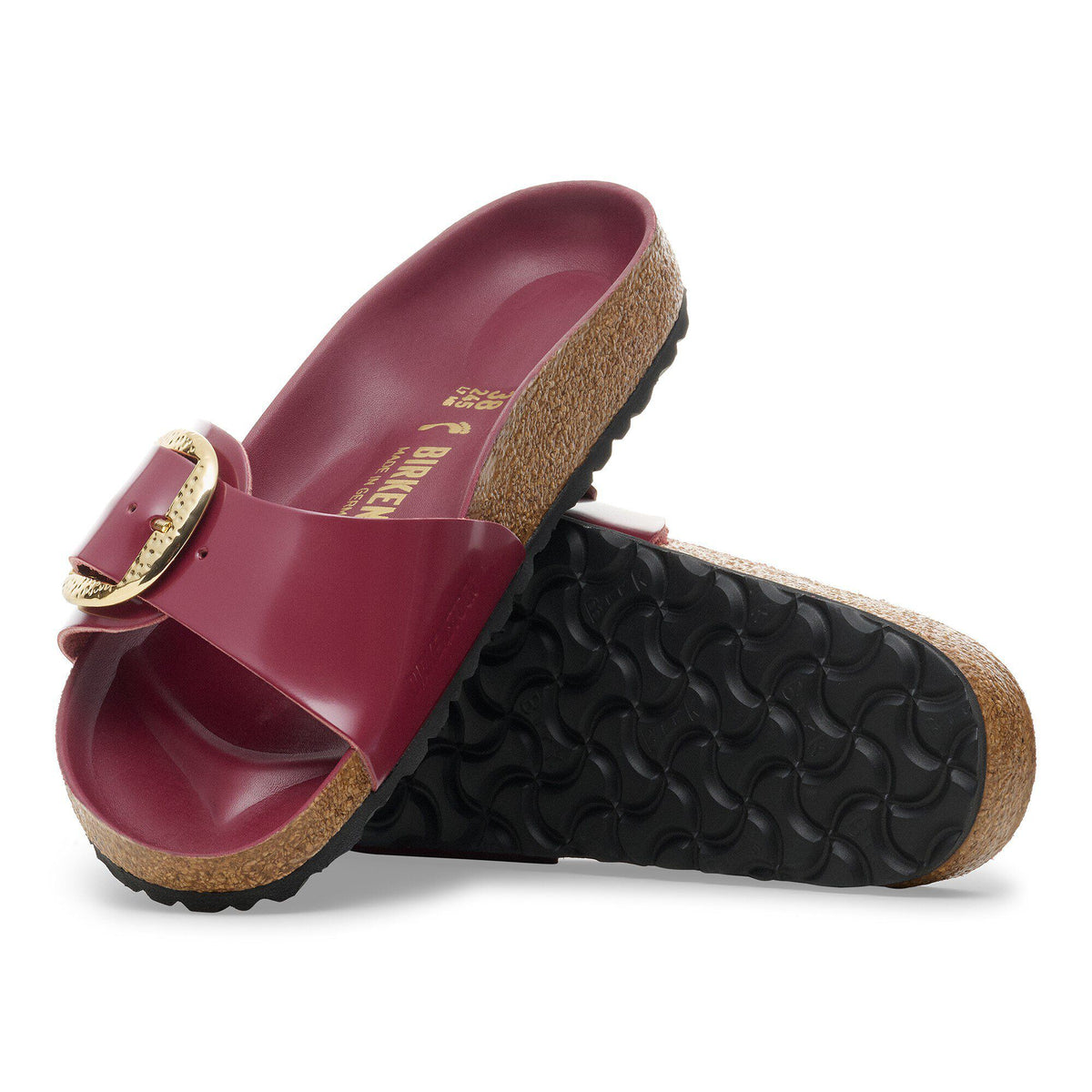 Madrid Hammered Big Buckle Natural Leather Patent in Color Zinfandel High Shine | Birkenstock