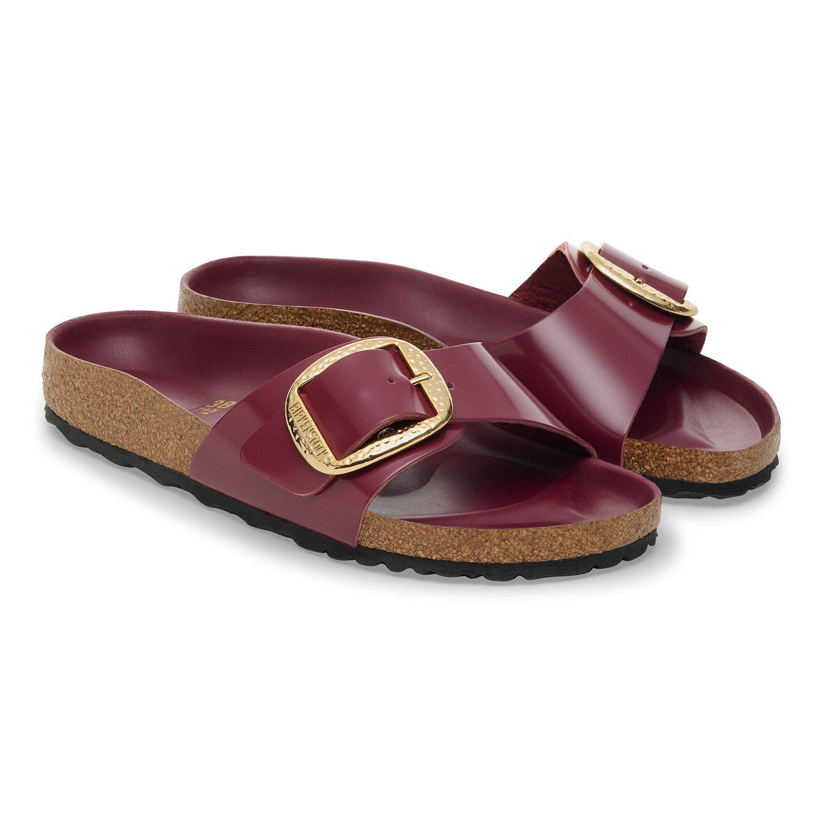 Madrid Hammered Big Buckle Natural Leather Patent in Color Zinfandel High Shine | Birkenstock
