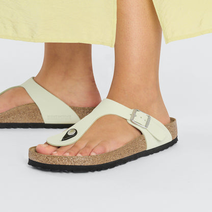 Gizeh Nubuck Leather in Color Faded Lime | Birkenstock