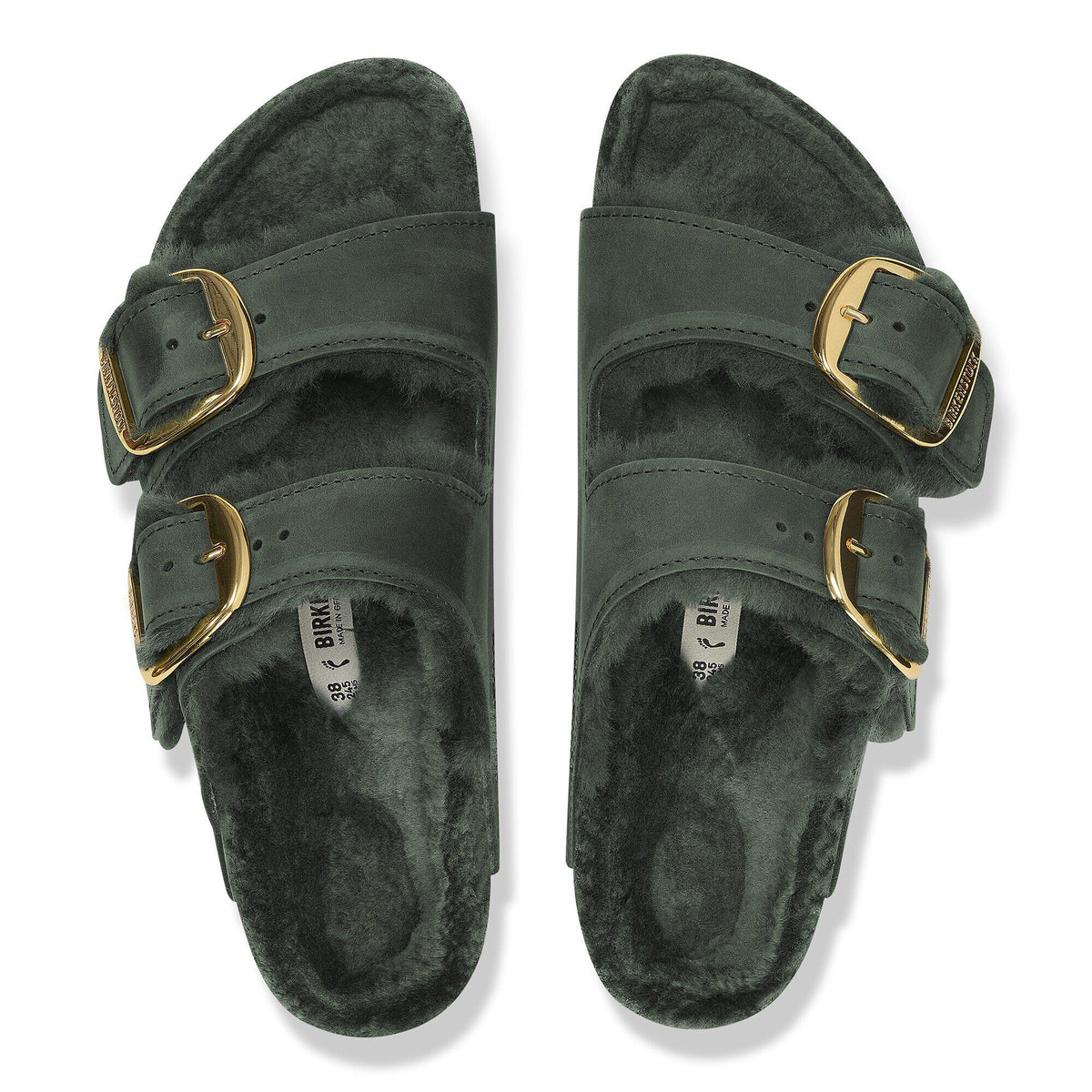 Arizona Big Buckle Shearling Oiled Leather in Color Thyme | Birkenstock