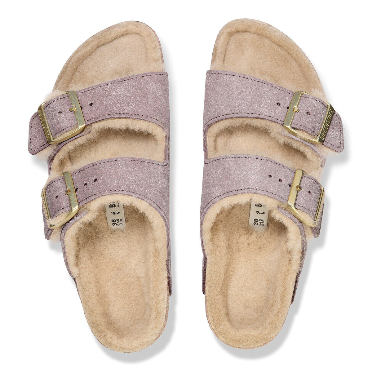 Arizona Shearling Suede Leather-Shearling in Color Suede Shimmering Faded Purple | Birkenstock
