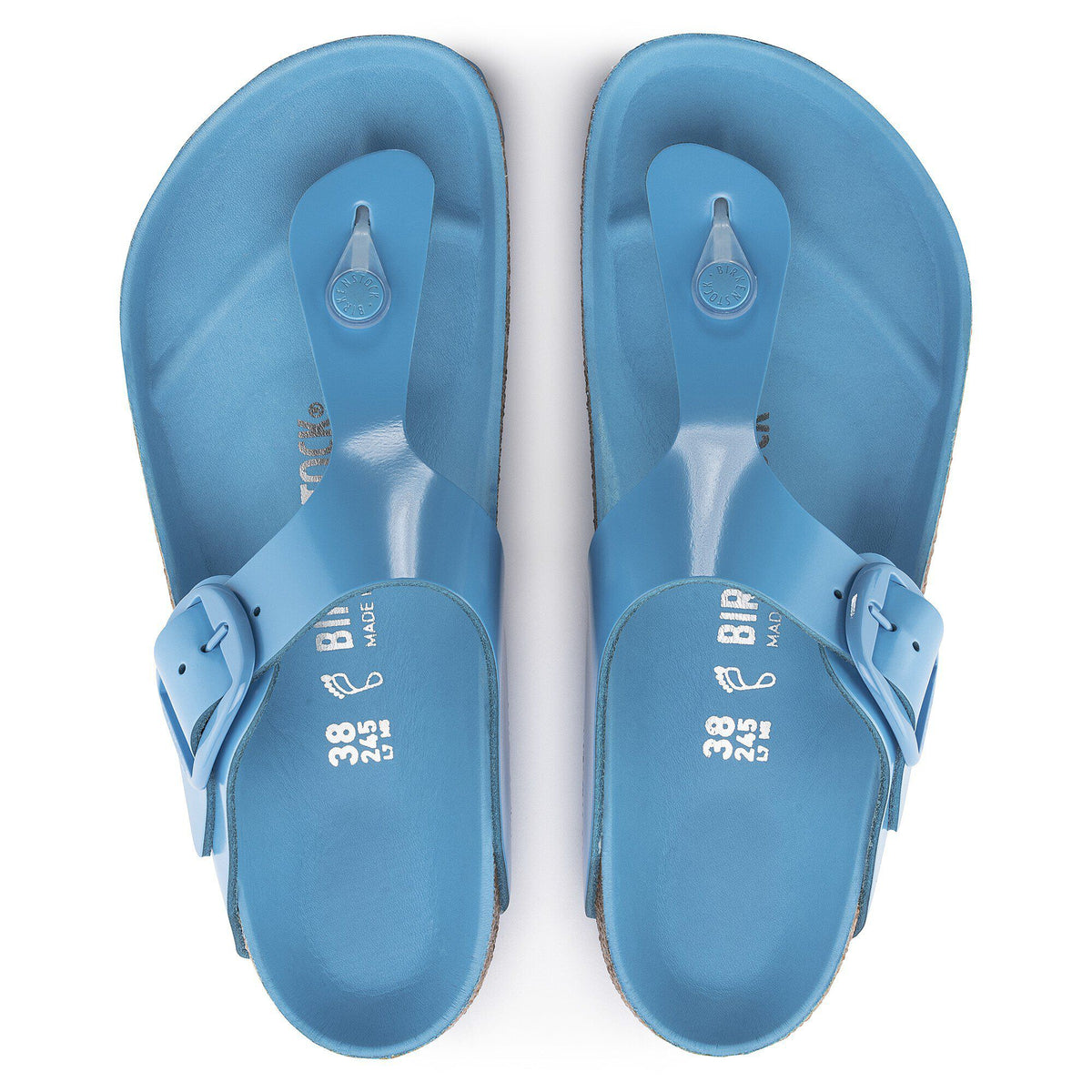 Gizeh Big Buckle Natural Leather Patent in Color High Shine Sky Blue | Birkenstock