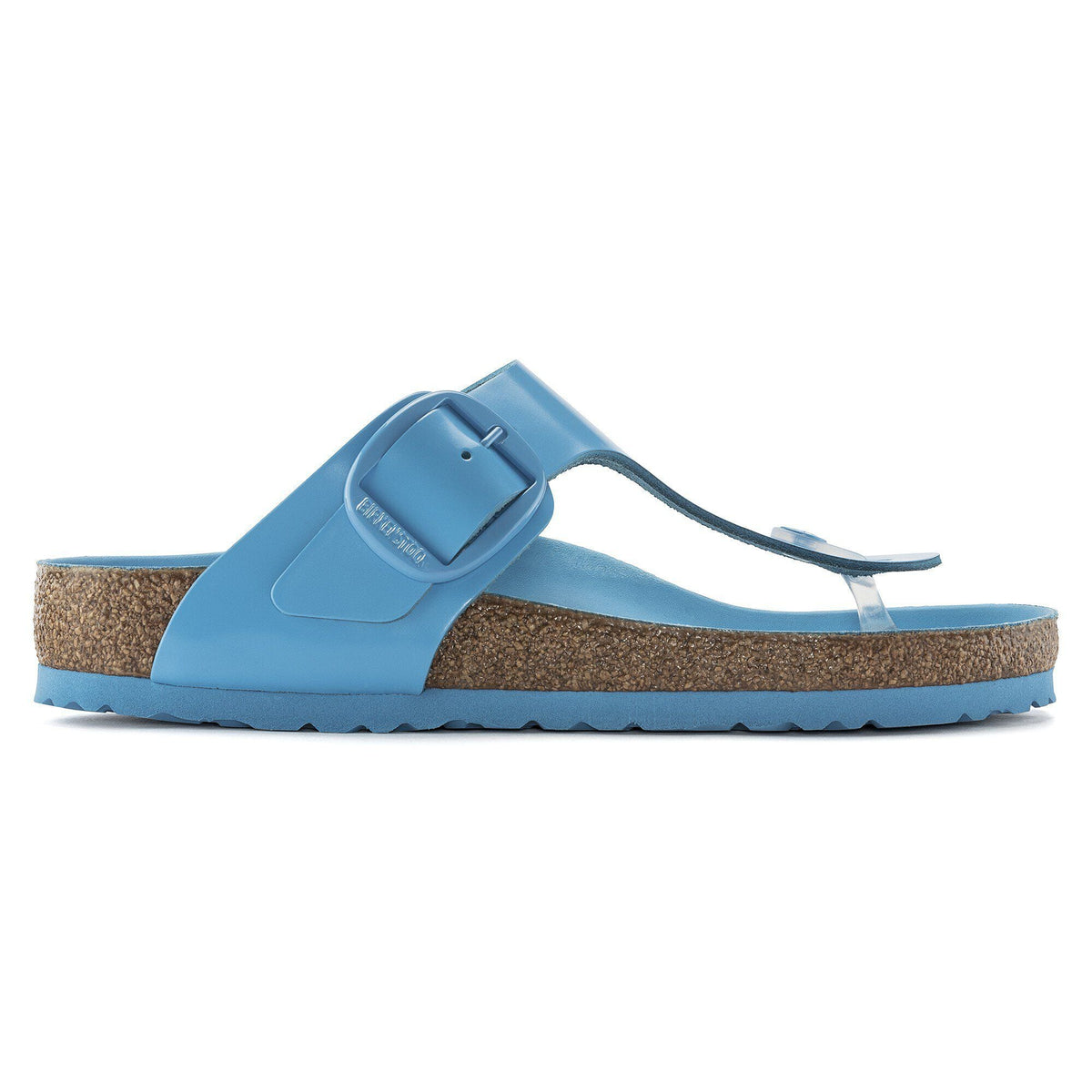 Gizeh Big Buckle Natural Leather Patent in Color High Shine Sky Blue | Birkenstock
