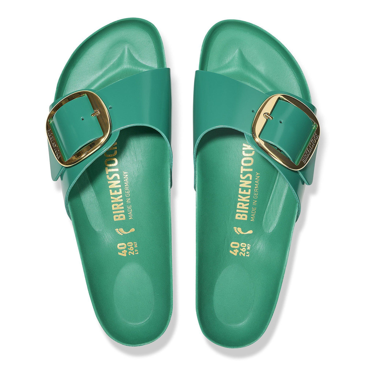 Madrid Big Buckle Natural Leather Patent in Color High Shine Digital Green | Birkenstock