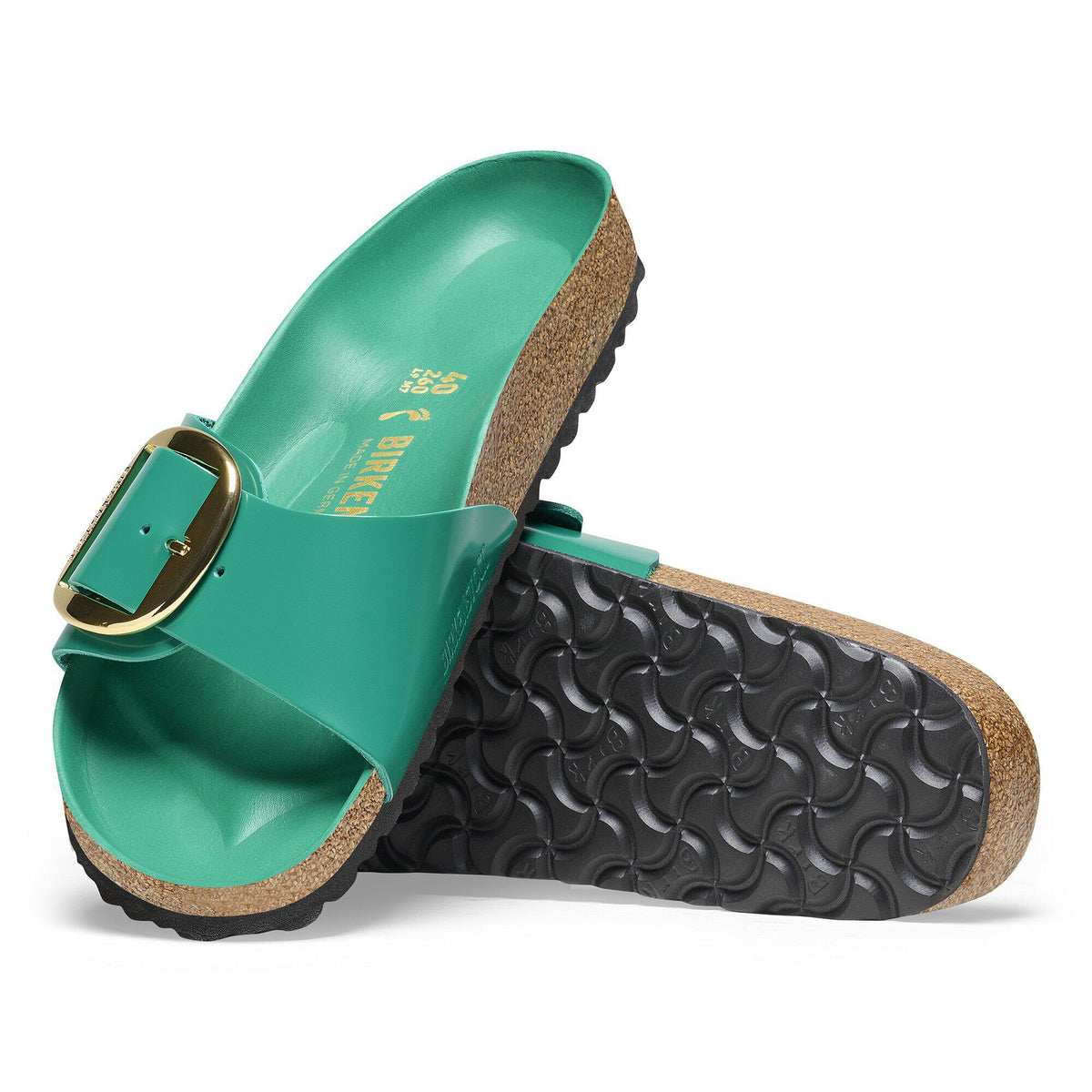 Madrid Big Buckle Natural Leather Patent in Color High Shine Digital Green | Birkenstock