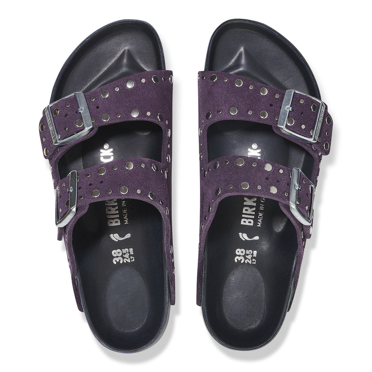 Arizona Rivets Suede Leather in Color Acai | Birkenstock