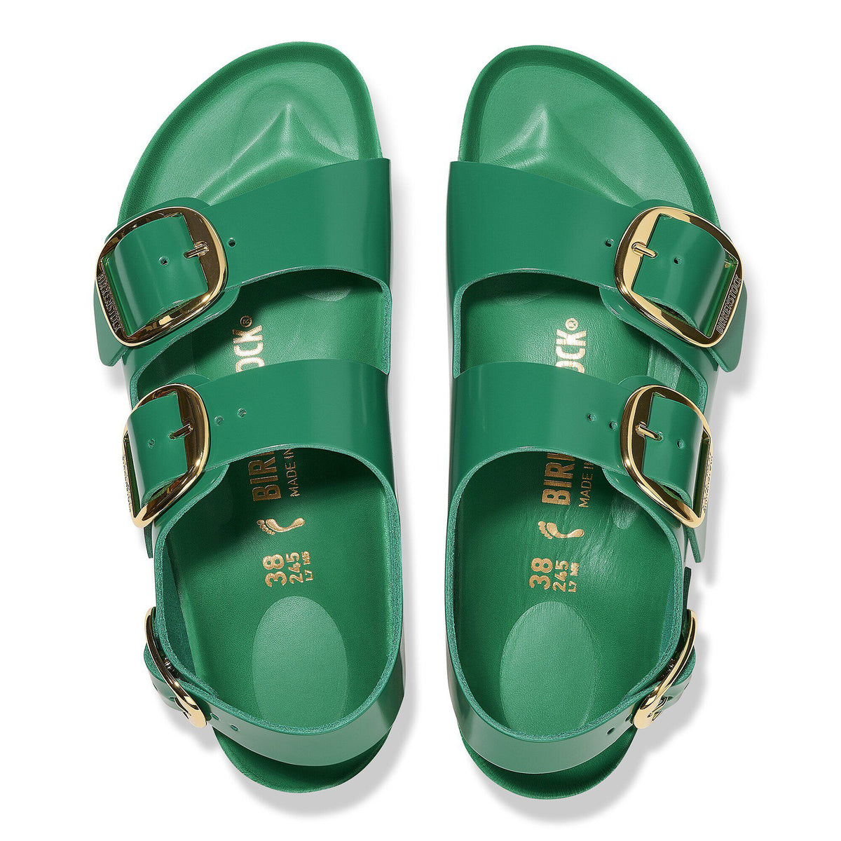 Milano Big Buckle Natural Leather Patent in Color High Shine Digital Green | Birkenstock