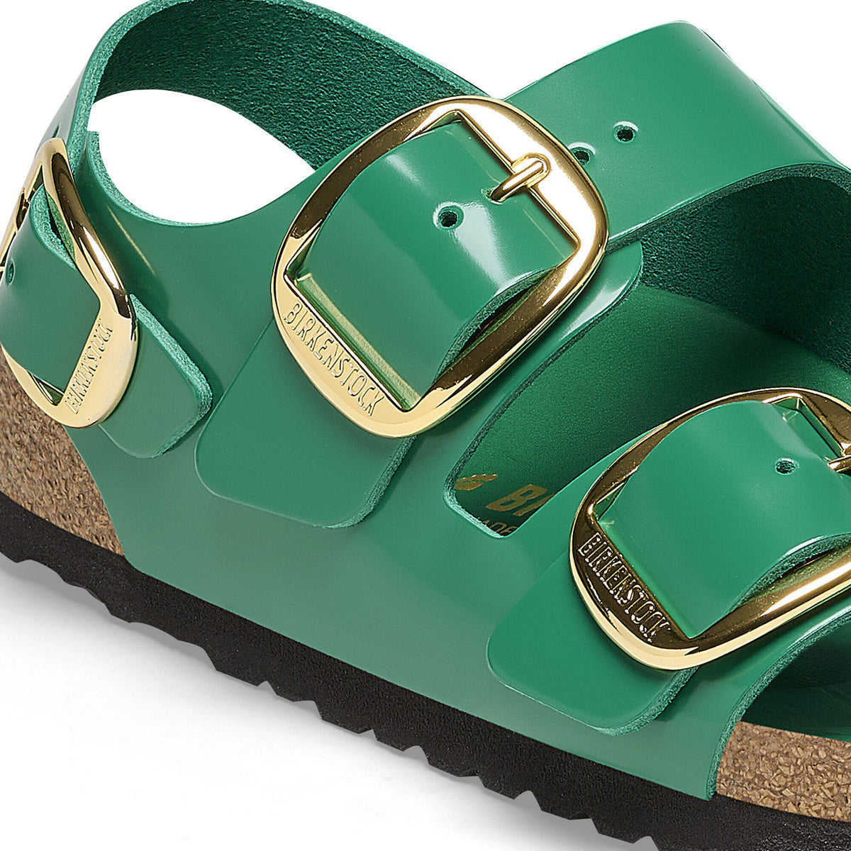 Milano Big Buckle Natural Leather Patent in Color High Shine Digital Green | Birkenstock