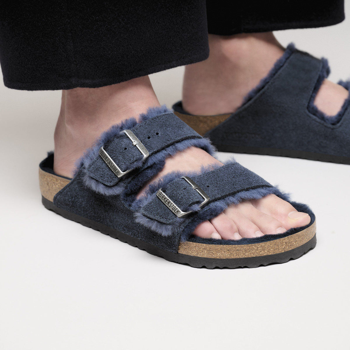 Arizona Shearling Suede Leather in Color New Navy | Birkenstock