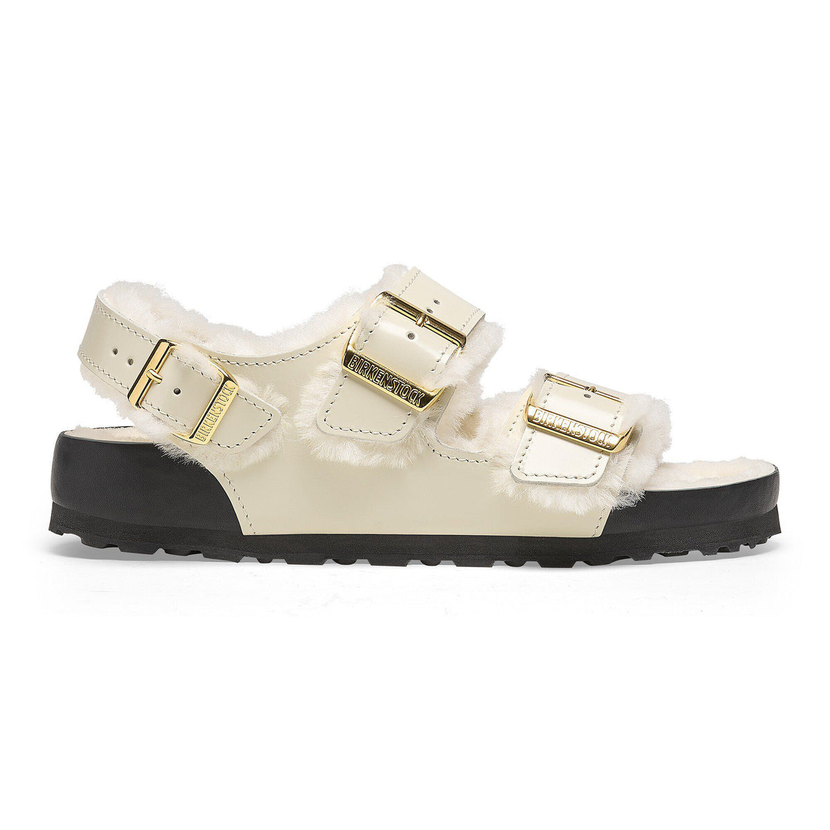 Milano Shearling Natural Leather- Shearling in Color High Shine Ecru | Birkenstock