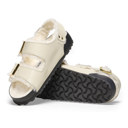 Milano Shearling Natural Leather- Shearling in Color High Shine Ecru | Birkenstock