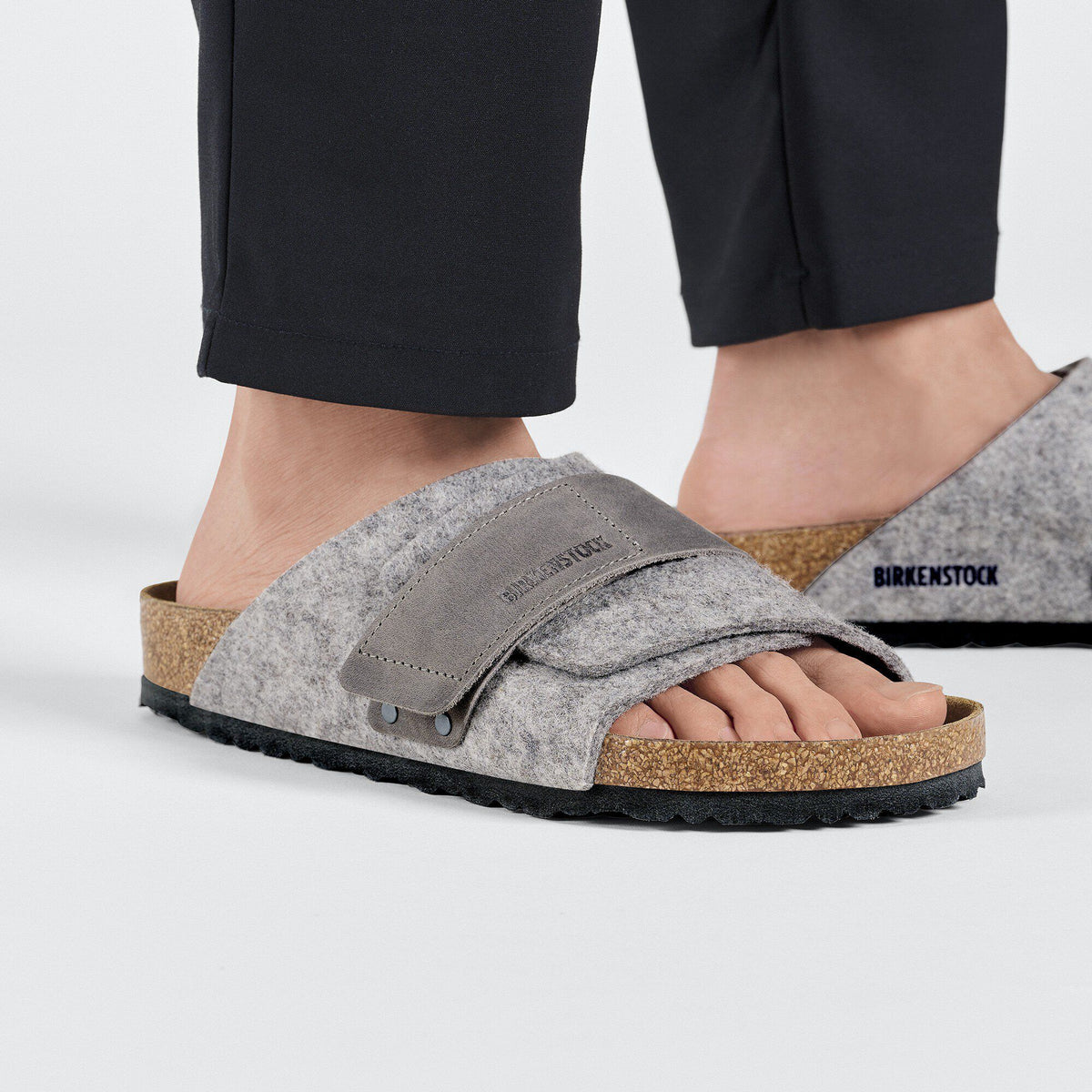 Kyoto Natural Leather-Felt in Color Light Gray | Birkenstock