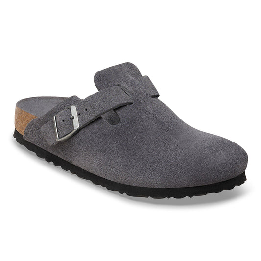 Boston Soft Footbed Suede Leather in Color Charcoal | Birkenstock