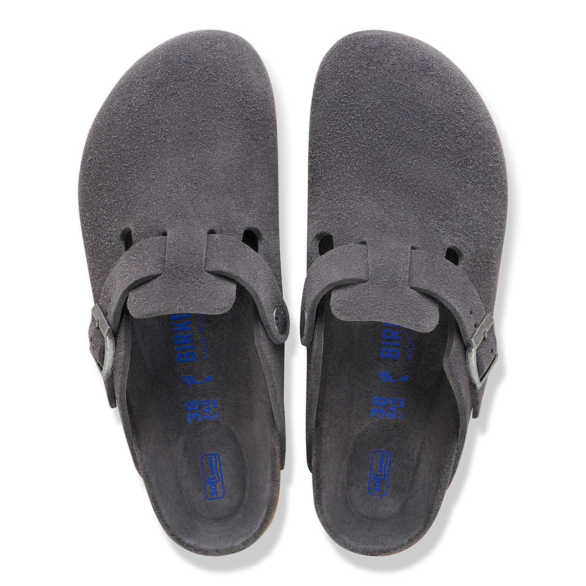 Boston Soft Footbed Suede Leather in Color Charcoal | Birkenstock
