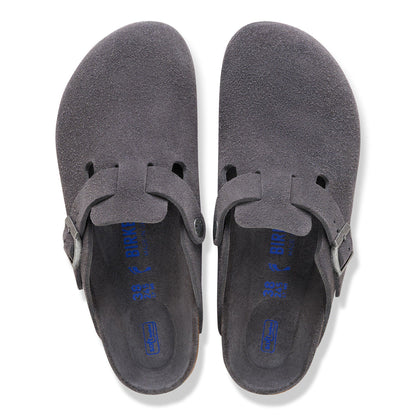 Boston Soft Footbed Suede Leather in Color Charcoal | Birkenstock