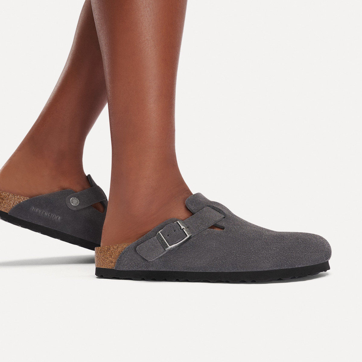 Boston Soft Footbed Suede Leather in Color Charcoal | Birkenstock