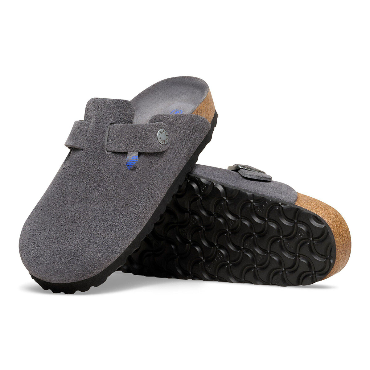 Boston Soft Footbed Suede Leather in Color Charcoal | Birkenstock