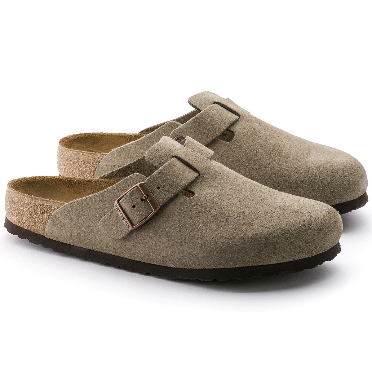 Boston Soft Footbed Suede Leather in Color Taupe | Birkenstock