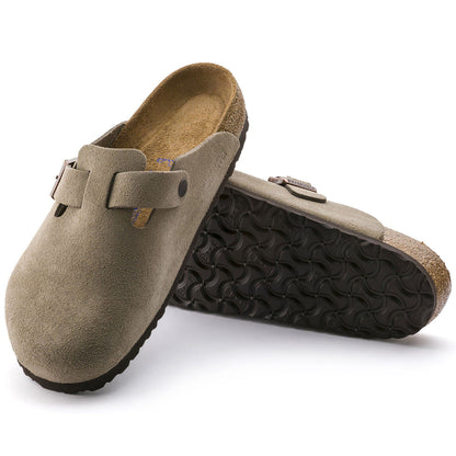 Boston Soft Footbed Suede Leather in Color Taupe | Birkenstock