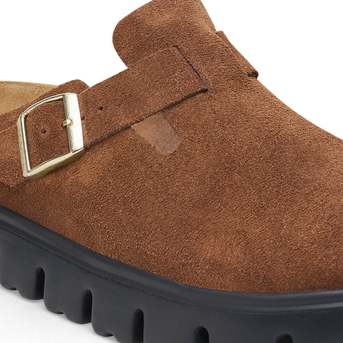Boston Chunky Suede Leather in Color Dark Tea/ Black | Birkenstock