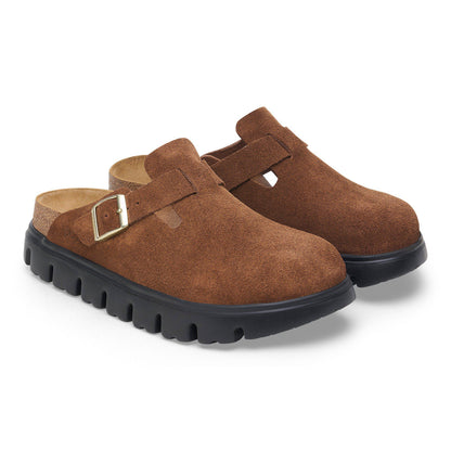 Boston Chunky Suede Leather in Color Dark Tea/ Black | Birkenstock