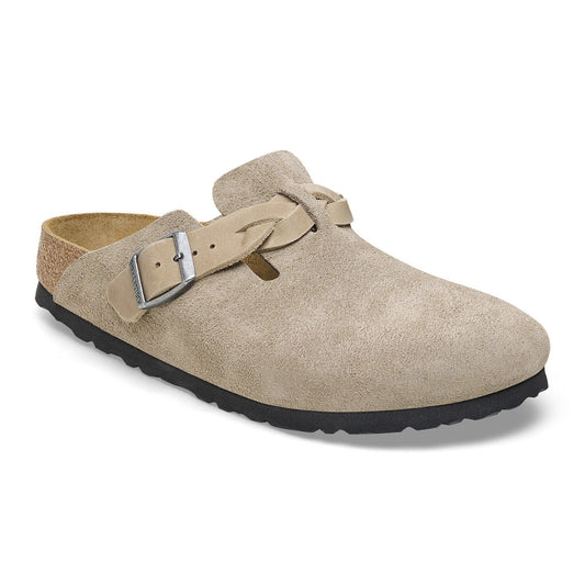 Boston Braided Suede Leather in Color Taupe | Birkenstock