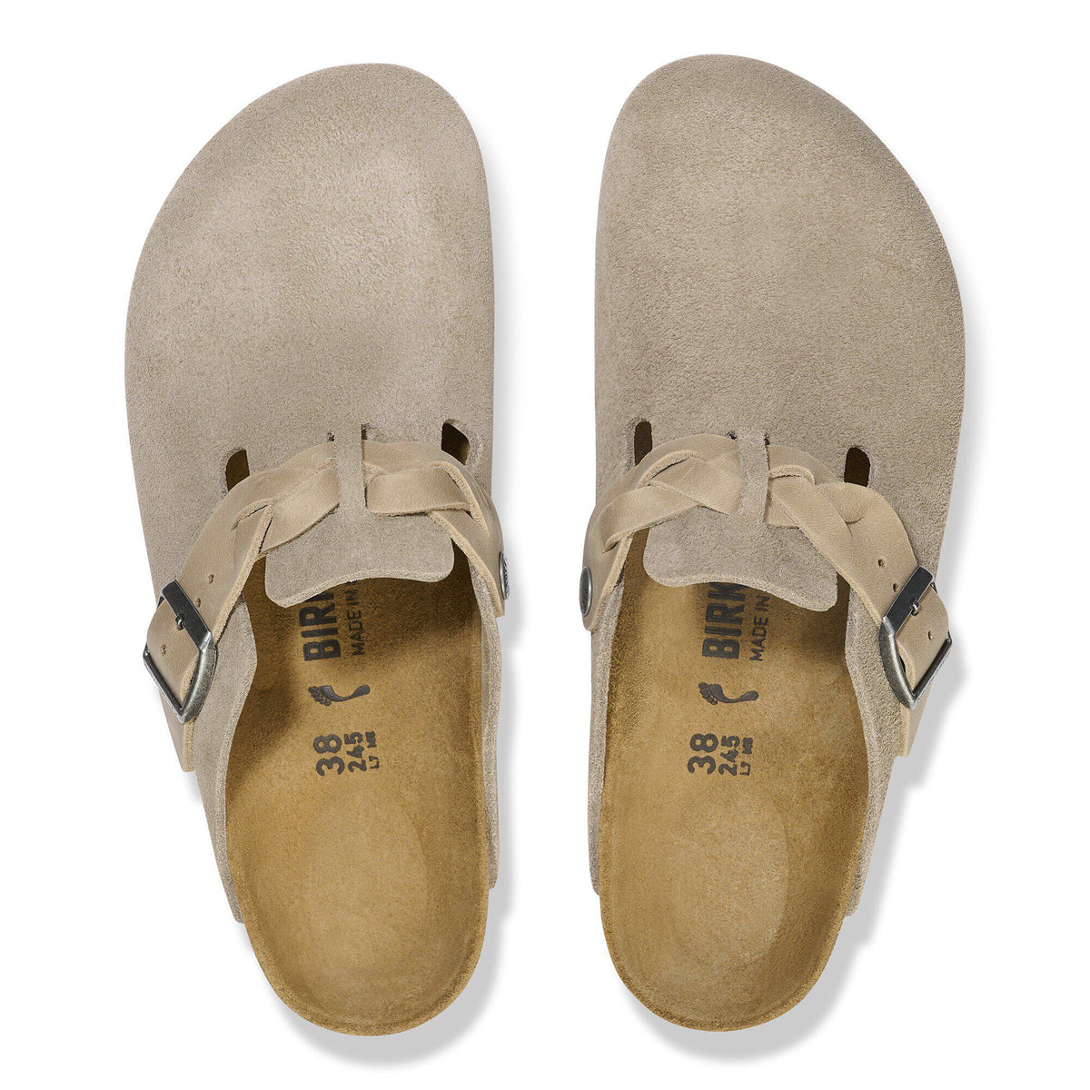 Boston Braided Suede Leather in Color Taupe | Birkenstock