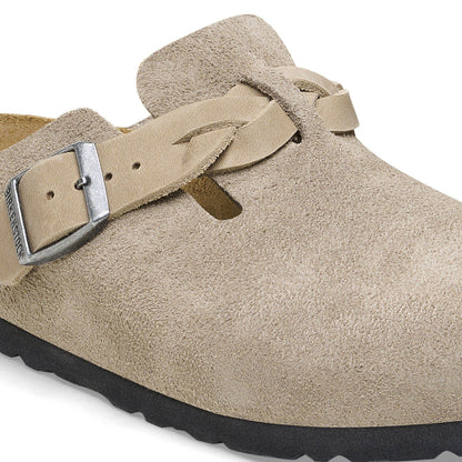 Boston Braided Suede Leather in Color Taupe | Birkenstock
